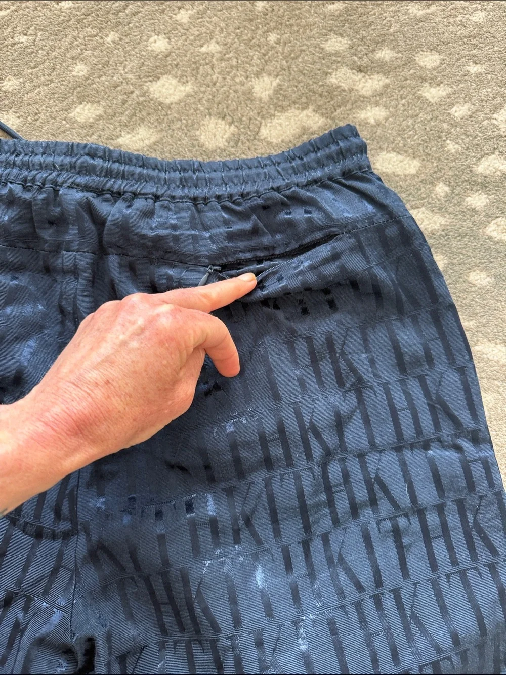 Kith Navy Jacquard Logo Drawstring Shorts Sz M